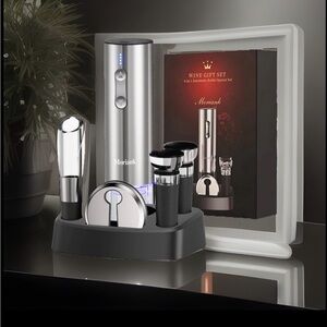 6-in-1 Automatic Electric Wine Opener Set with Stoppers, Cutter, Stand-Brand New